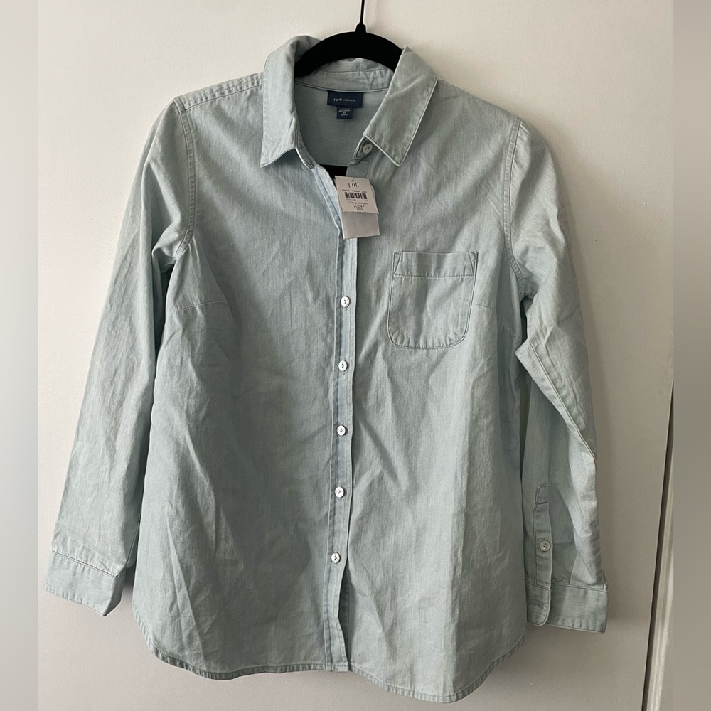 NWT J. Jill Light Cove Wash denim Button Down Shirt womens size XSP